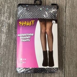 Spirit Rhinestone Fishnet Tights - Black and White